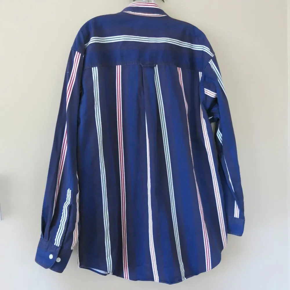 VINTAGE CHAPS RALPH LAUREN Shirt Size L Button Down Striped Business Retro 90s
